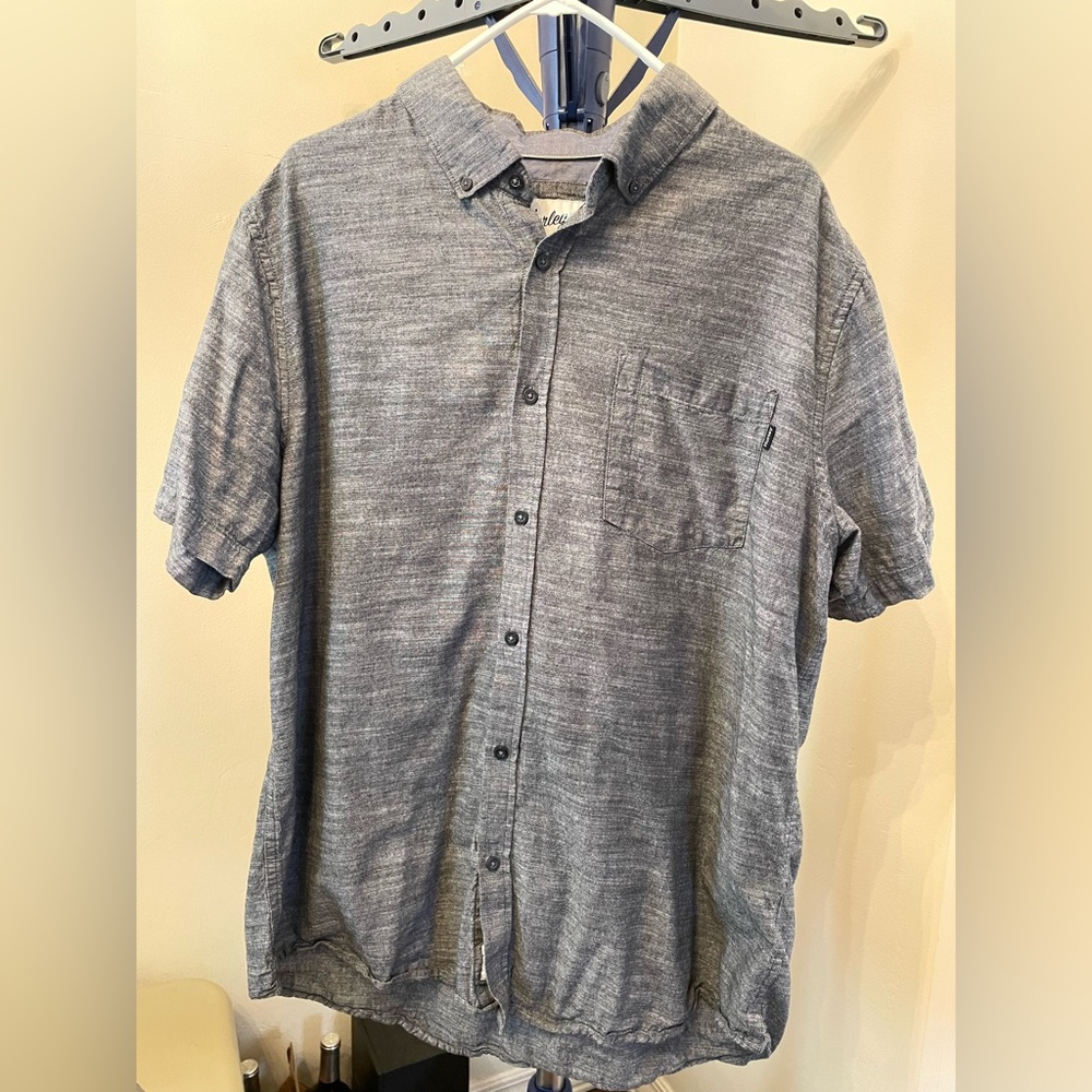 Mens Hurley gray button collared shirt